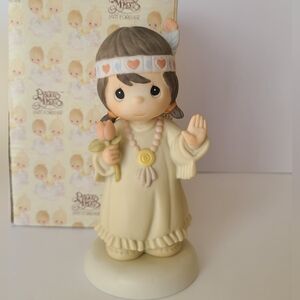 Vintage Precious Moments Native Girl Bless-Um You Porcelain Collectible Figurine